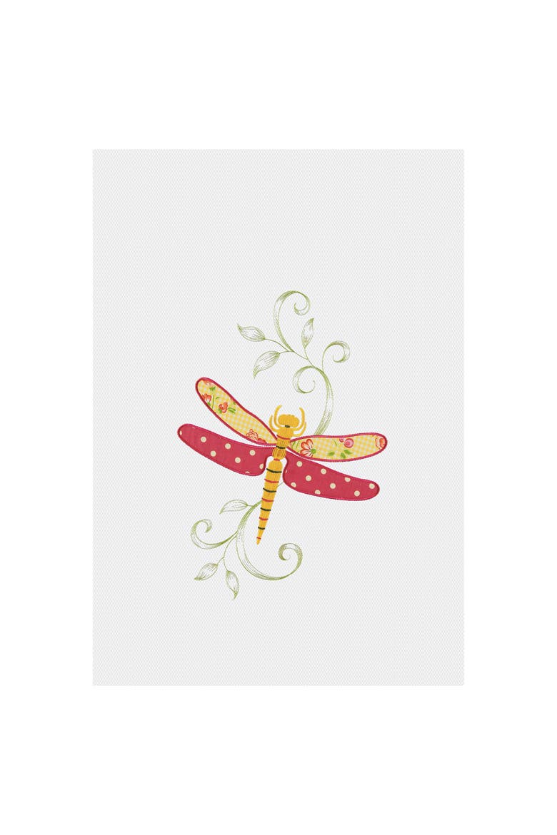 Pink Dragonfly Waffle Weave Kitchen Towel, Main, color, Pink