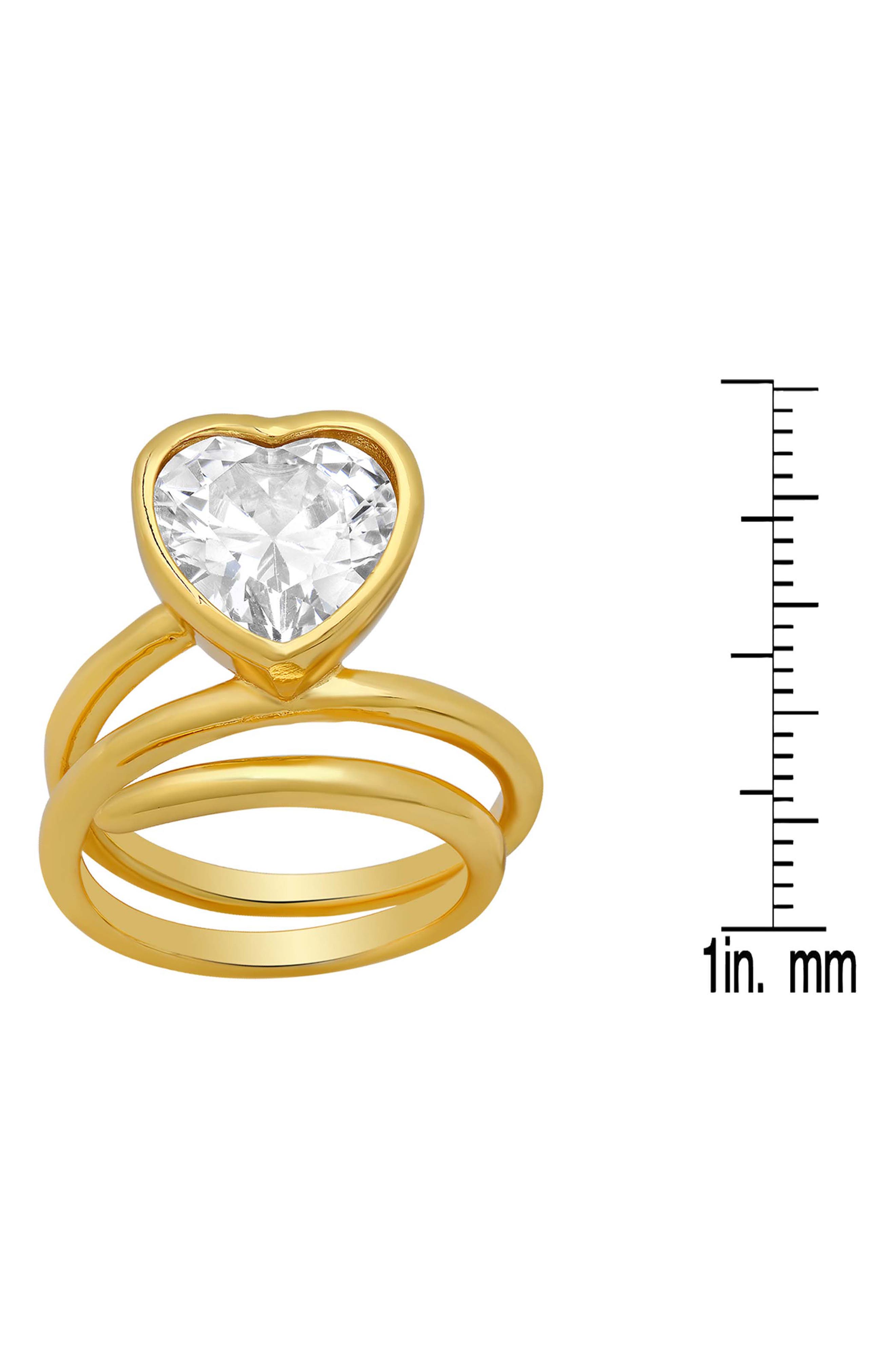 18K Gold Plated Crystal Heart Coiled Band Ring
