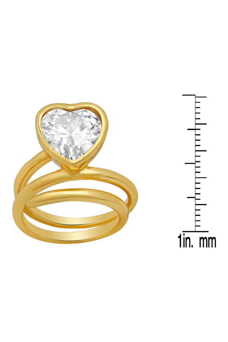 18K Gold Plated Crystal Heart Coiled Band Ring, Main, color, GOLD