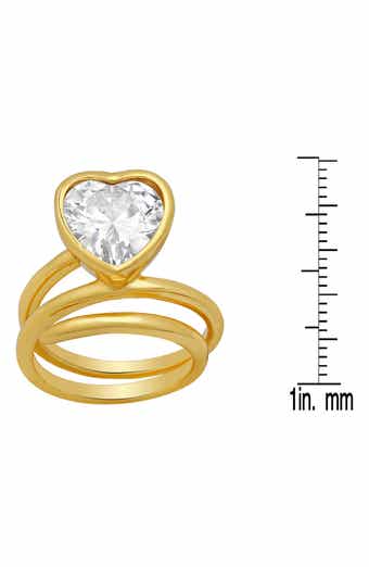 18K Gold Plated Crystal Heart Coiled Band Ring