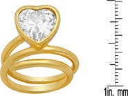 STEELTIME 18K Gold Plated Crystal Heart Coiled Band Ring