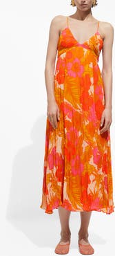 MANGO Floral Crinkle Midi Sundress