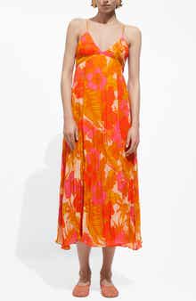 MANGO Floral Crinkle Midi Sundress