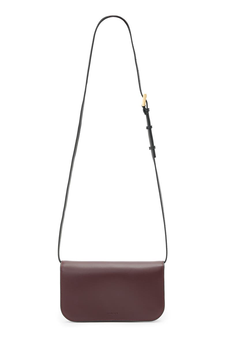Maeve Leather Crossbody Wallet, Main, color, DARK RED