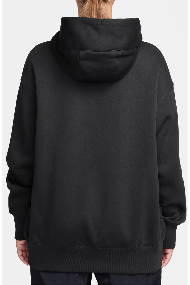 Oversize Brushed Cotton Blend Fleece Hoodie, Alternate, color, 010 BLACK/SMTWHT