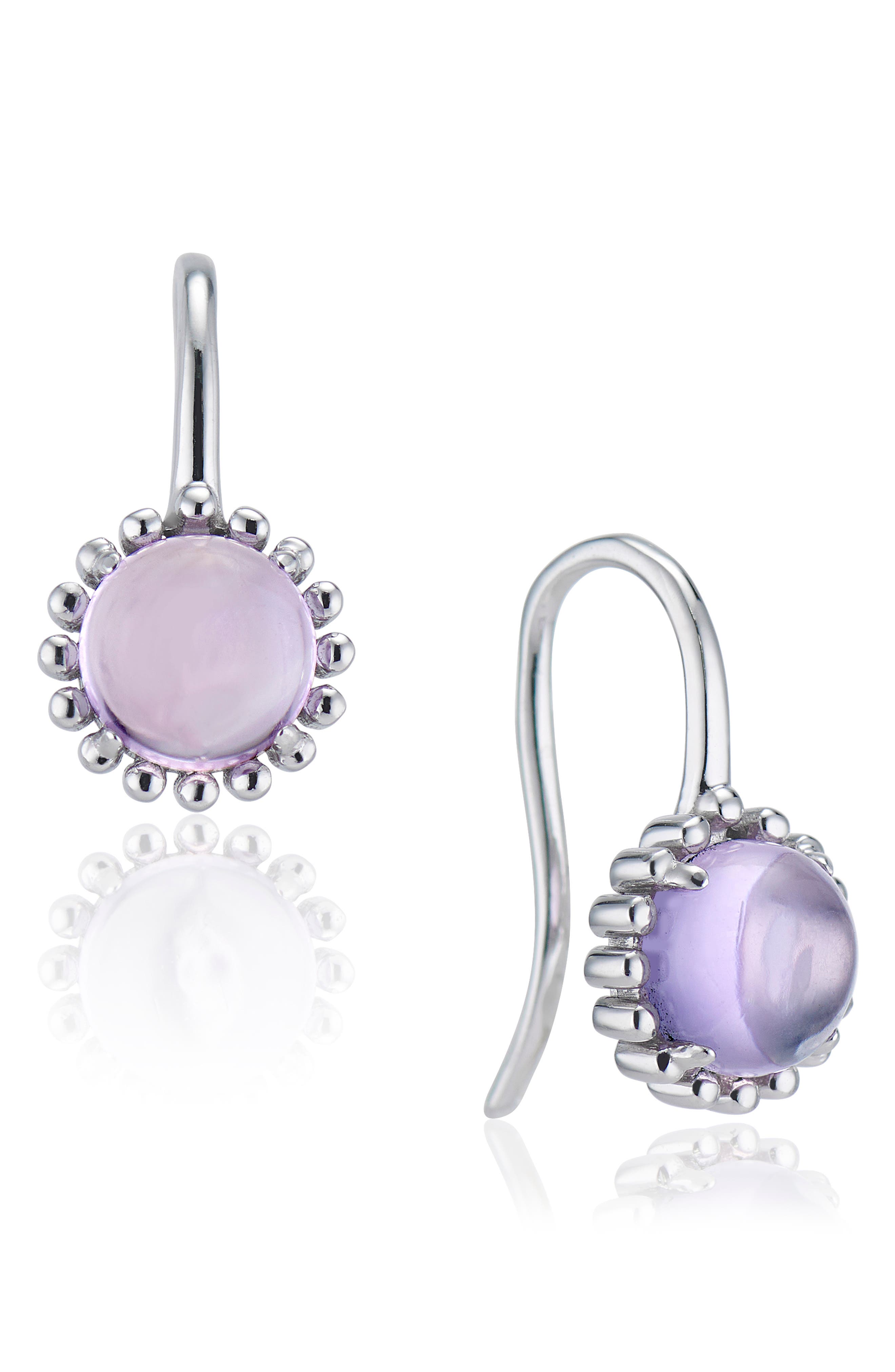 House of Frosted Eloise Sterling Silver Amethyst Floral Drop Earrings