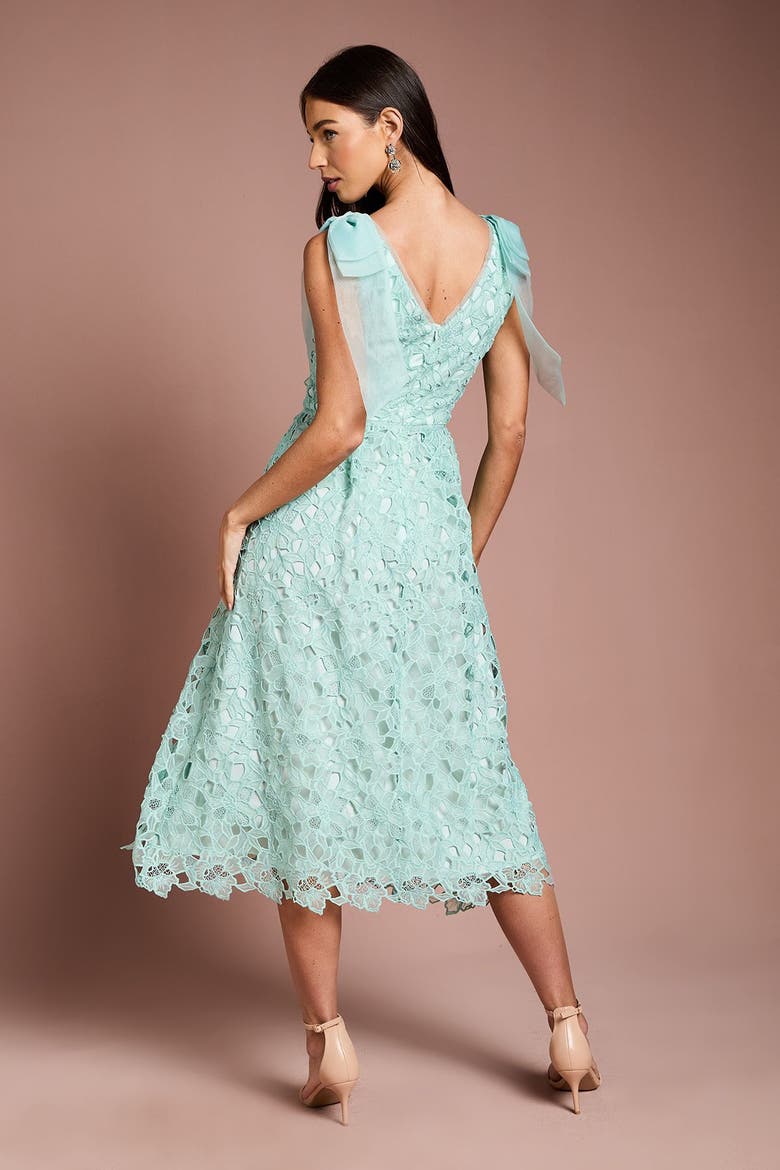 Shoulder Organza Lace Midi Dress, Alternate, color, Mint