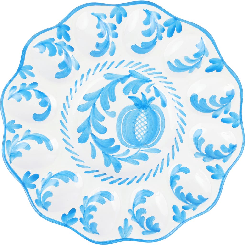 Vietri Arezzo Egg Platter In Turquoise/aqua