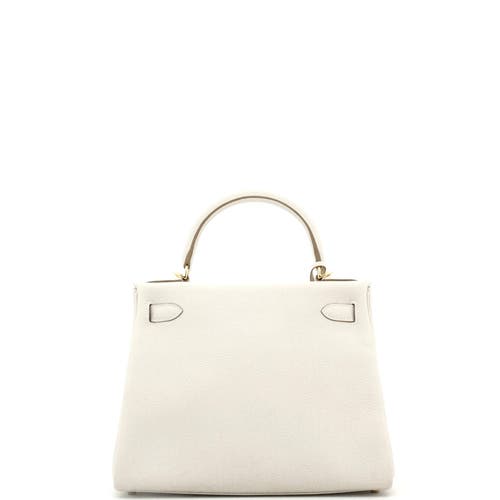 Pre-owned Hermes Hermes Kelly Handbag Light Togo With Gold Hardware 28 In White