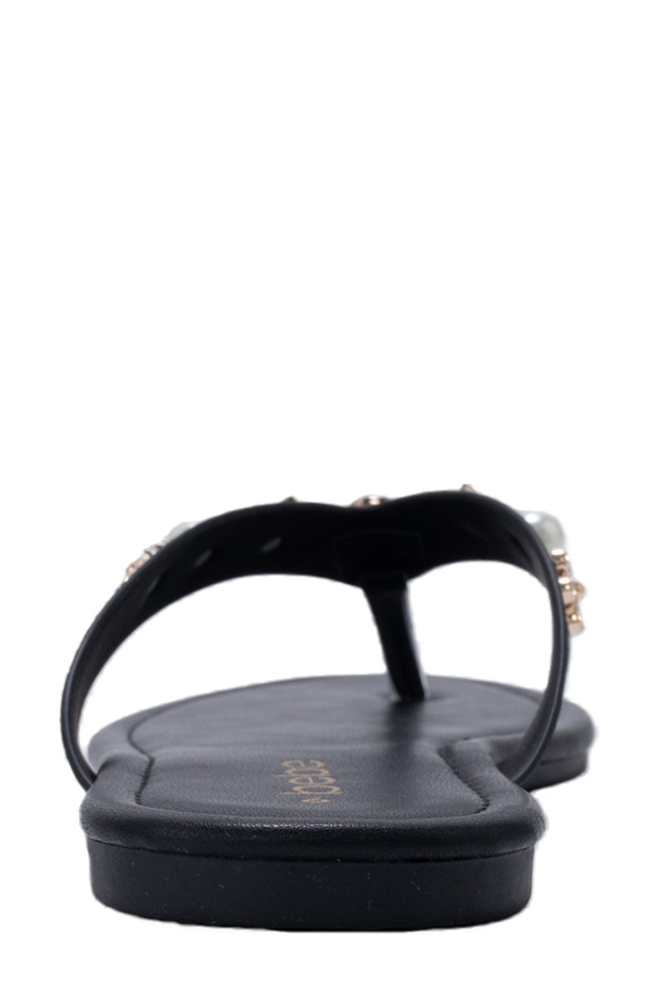 bebe Flower Charm Thong Sandal, Alternate, color, Black