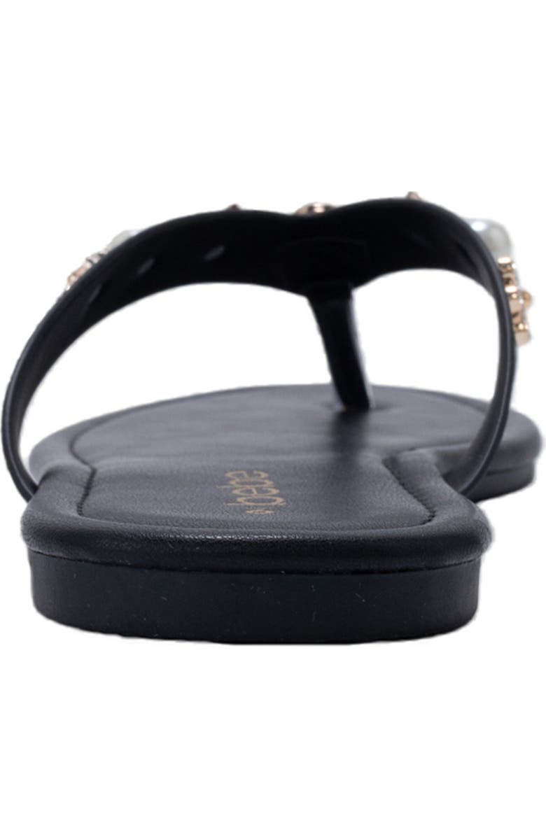 bebe Flower Charm Thong Sandal, Alternate, color, Black