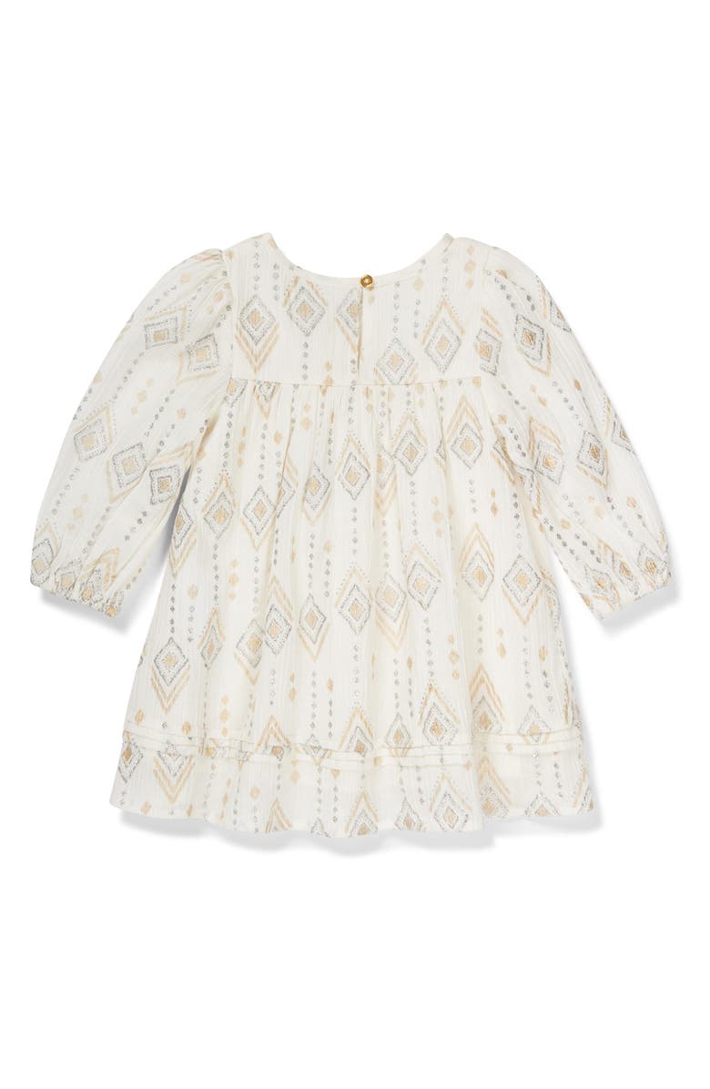 Peek Essentials Diamond Print Metallic Accent Cotton Dress, Alternate, color,