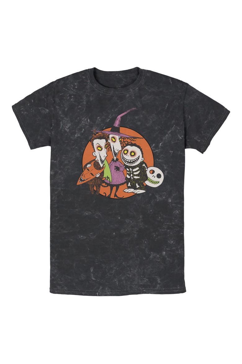 Mens The Nightmare Before Christmas Halloween Lock Shock and Barrel T Shirt, Main, color, Black
