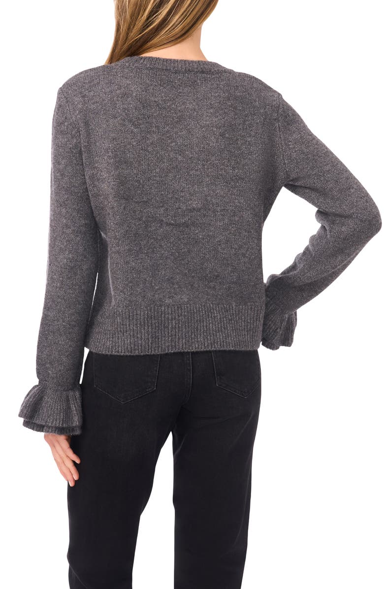 CeCe Ruffle Cuff Sweater, Alternate, color, Medium Heather Grey