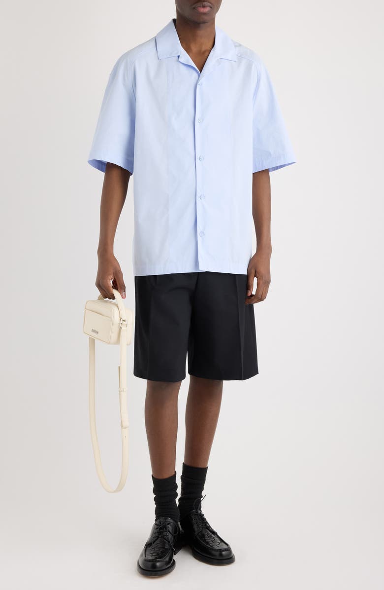Jacquemus La Chemise Fonccio Embroidered Camp Shirt, Alternate, color, J Signature Blue Embroide