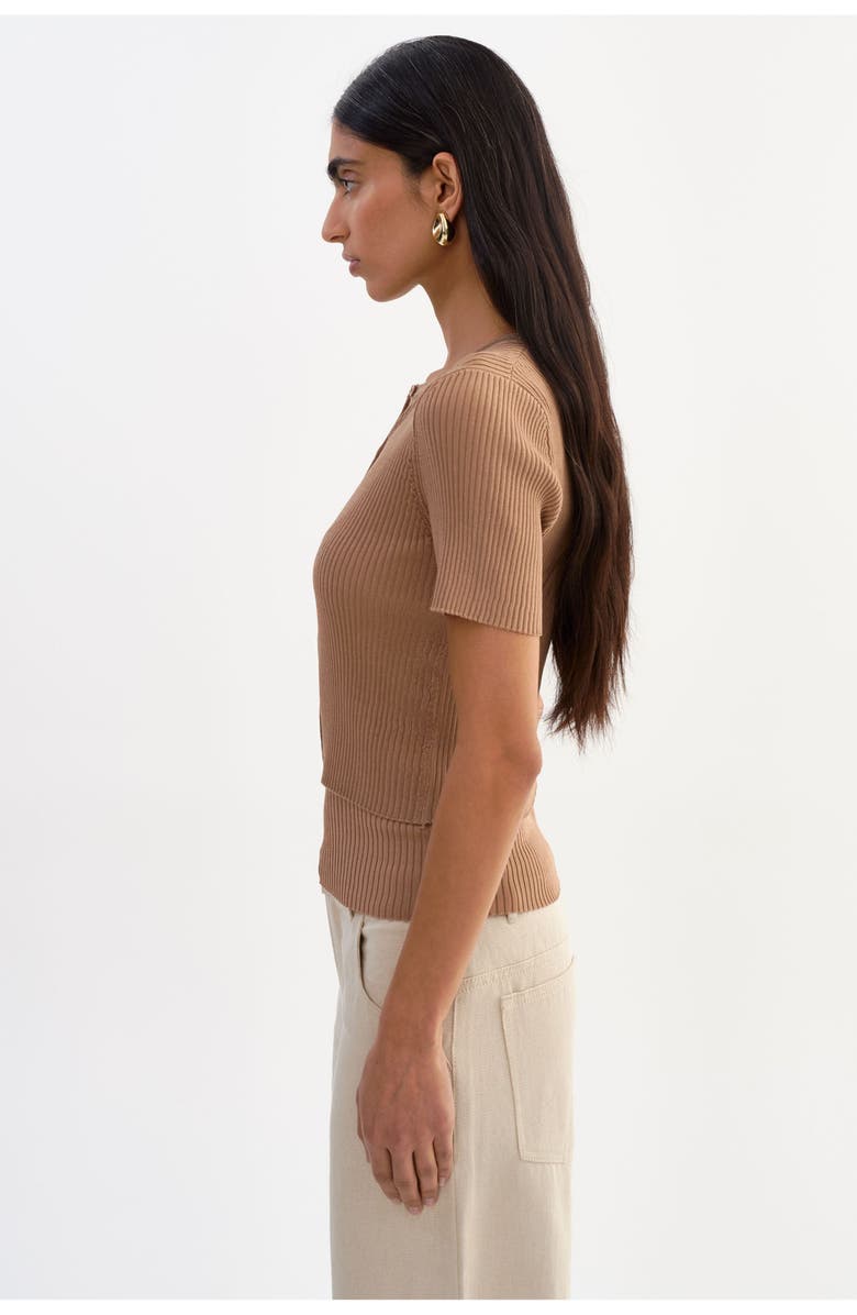 LAMARQUE Maeva | Shimmery Rib Knit Cropped Cardigan, Alternate, color, Bronze