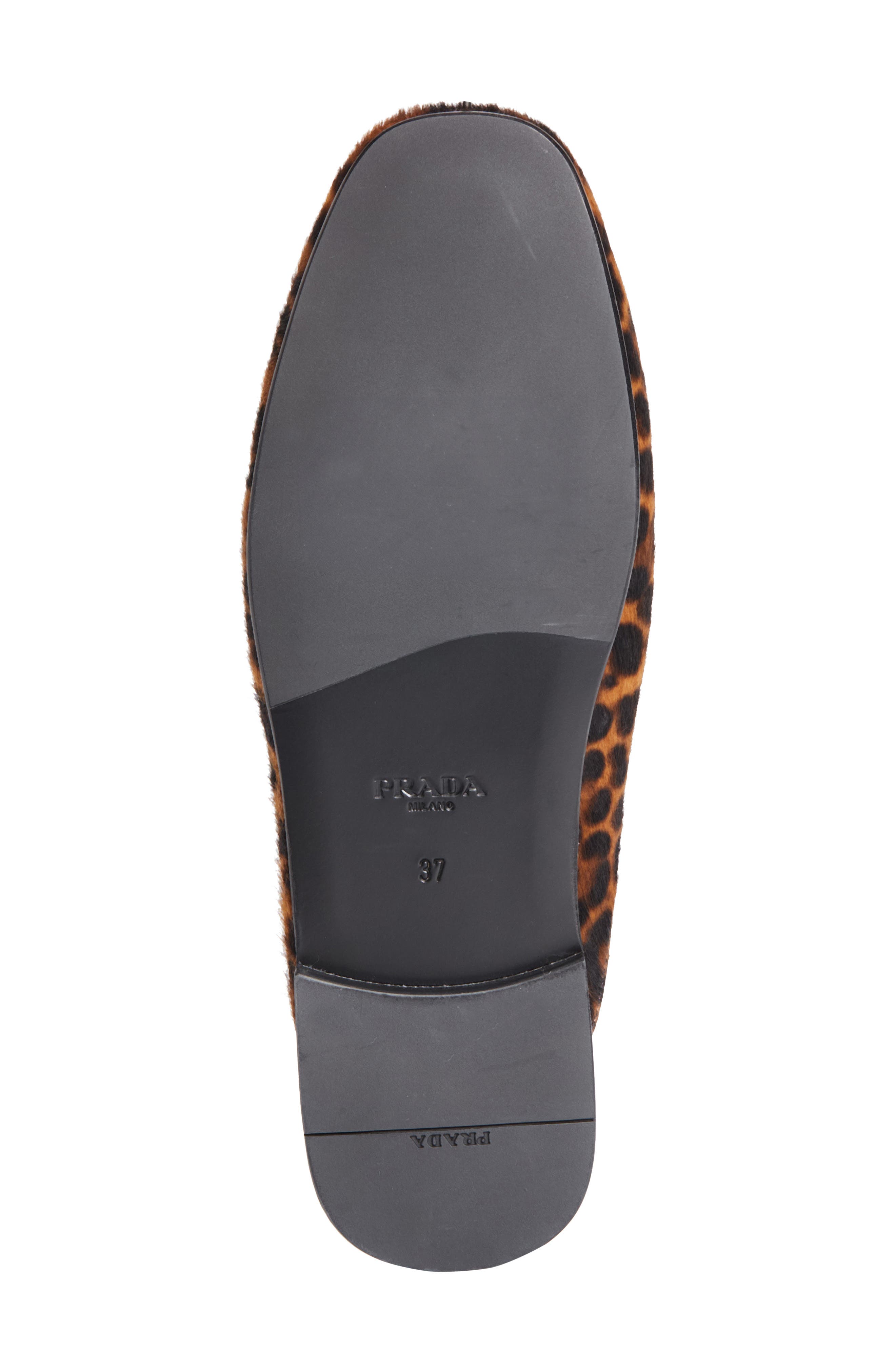 Prada Logo Genuine Calf Hair Mule, Alternate, color, Miele