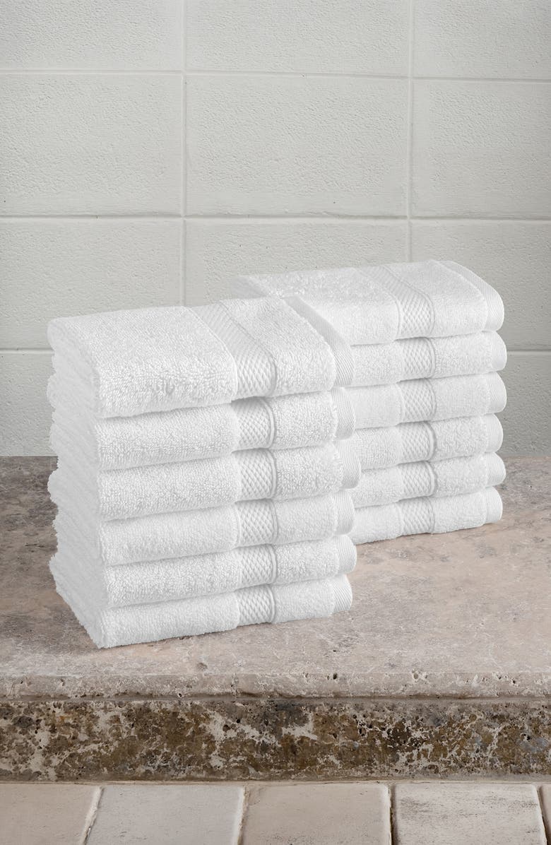 Linum Home Textiles 12-Pack Anovia Cotton Washcloths, Alternate, color, White