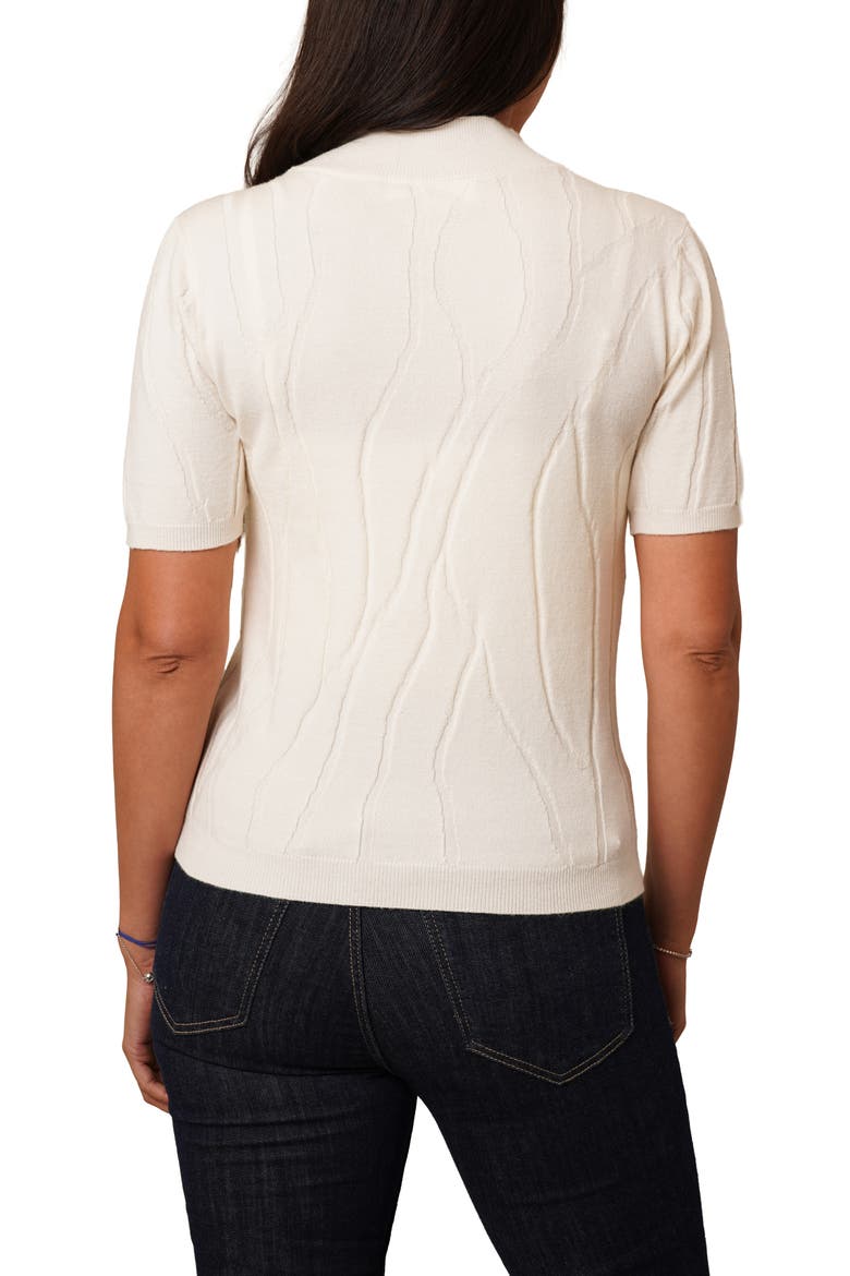 Intarsia Short Sleeve Sweater, Alternate, color, CREAM
