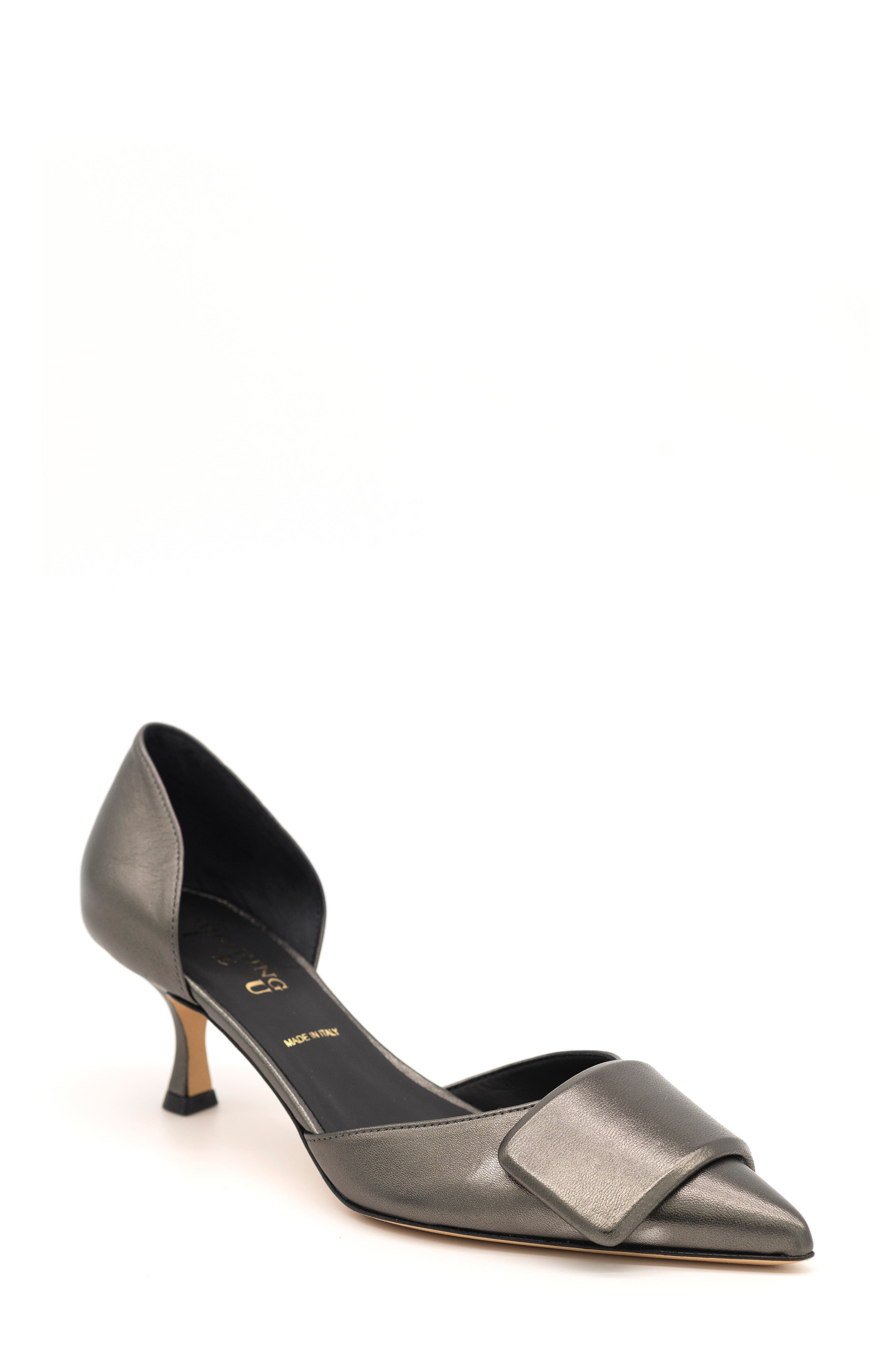 Sloane Pointed Toe d'Orsay Pump, Main, color, PEWTER NAPPA