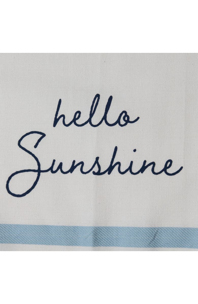 Foreside Home and Garden "Hello Sunshine" Handsewn Pom Poms Kitchen Dishtowel, Alternate, color, White