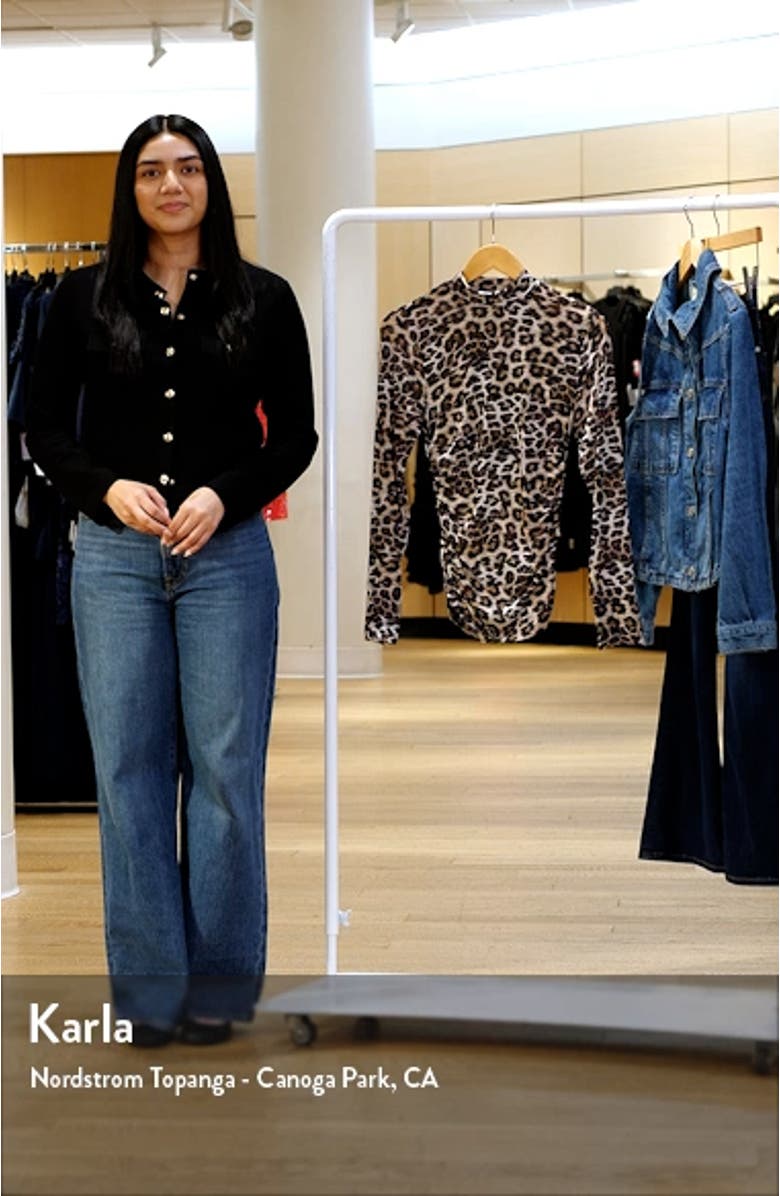 Mock Neck Long Sleeve Stretch Jersey Top, sales video thumbnail