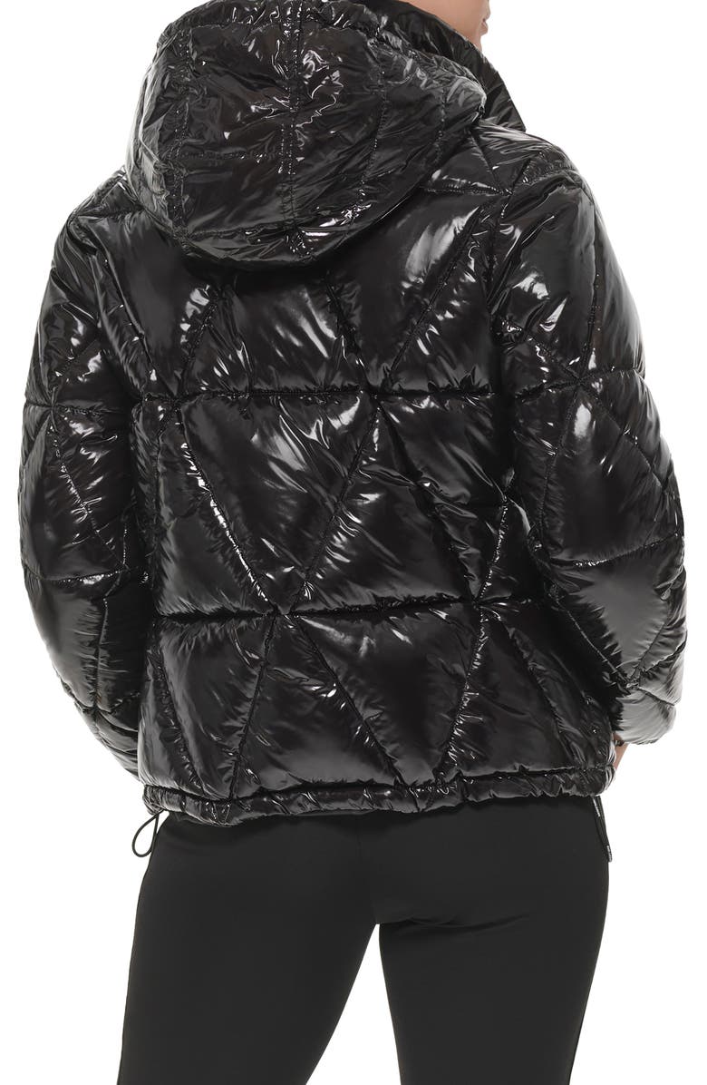 KARL LAGERFELD PARIS Water Resistant Down & Feather Fill Short Hooded Puffer Coat, Alternate, color,