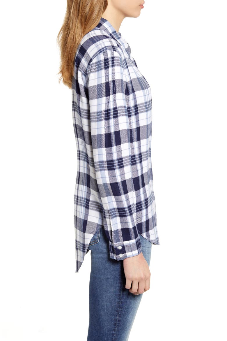 Plaid Shirt, Alternate, color, NAVY WHITE FOLK PLAID