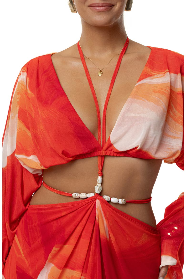 Selene Draped Crop Top, Alternate, color, RED