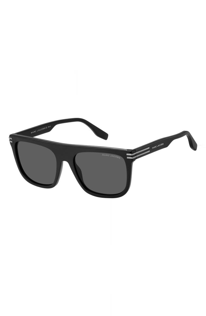 Marc Jacobs 56mm Flat Top Sunglasses, Alternate, color, Matte Black / Grey