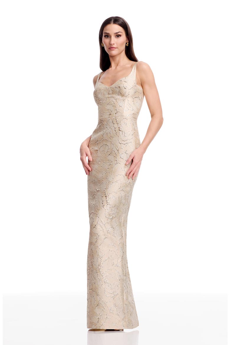 Elijah Seamed Jacquard Column Gown, Alternate, color, CHAMPAGNE