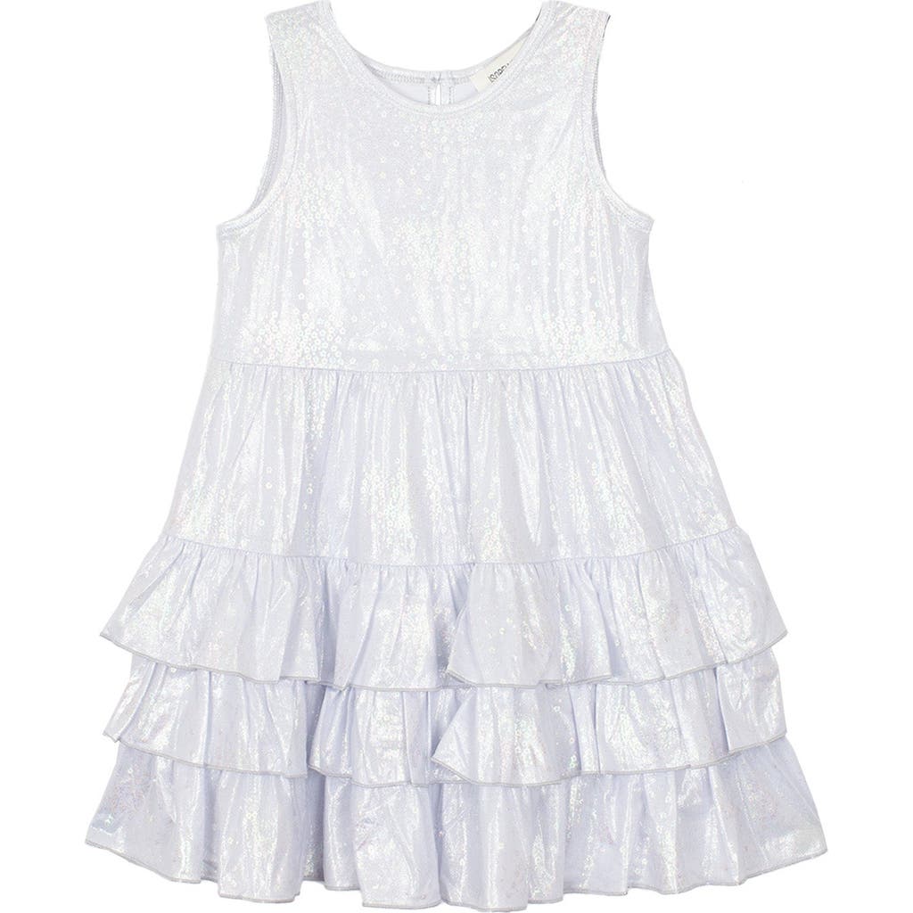 Isobella & Chloe Kids' Purple Star Glimmering Tiered Dress In White