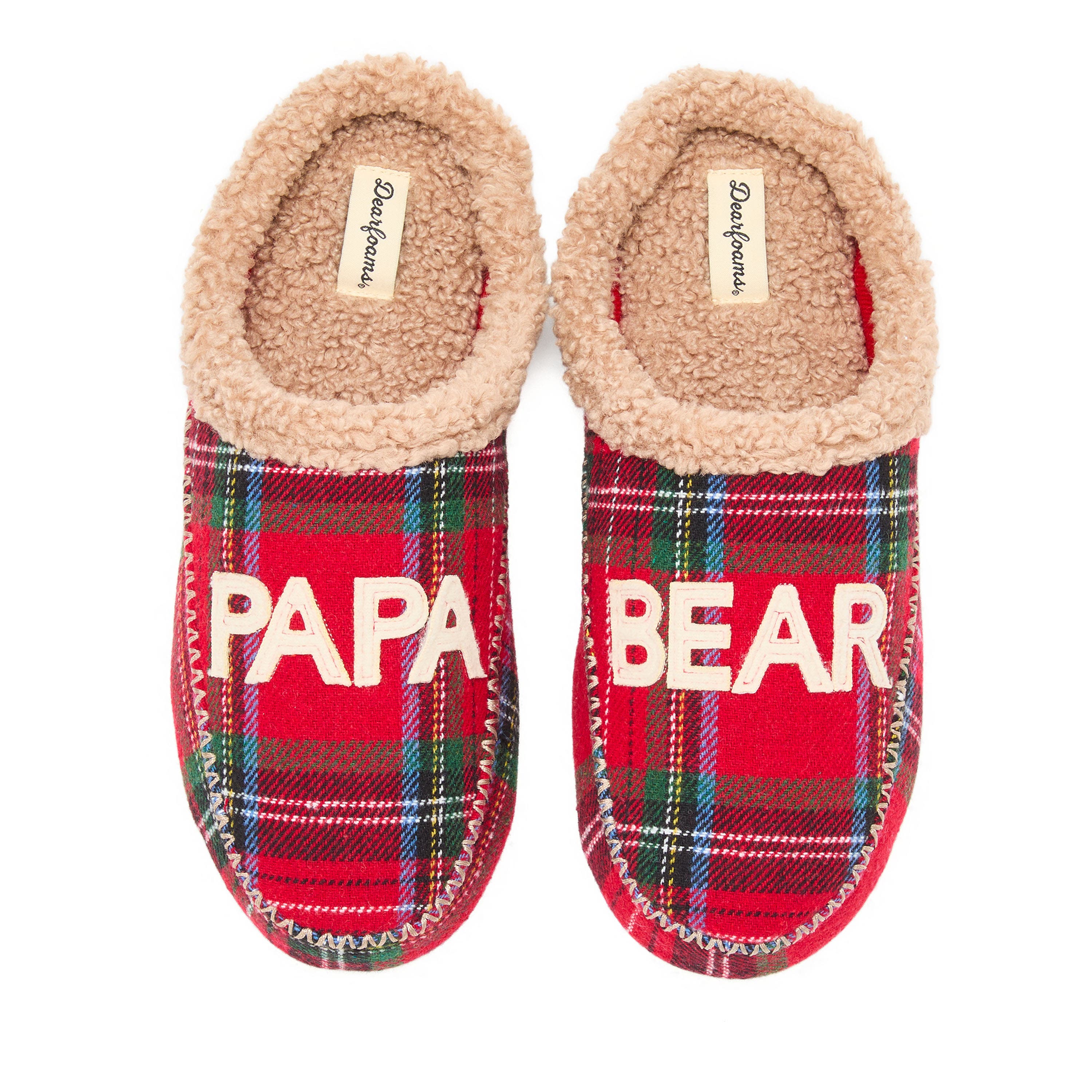 DEARFOAMS Papa Bear Clog Slipper, Main, color, Plaid