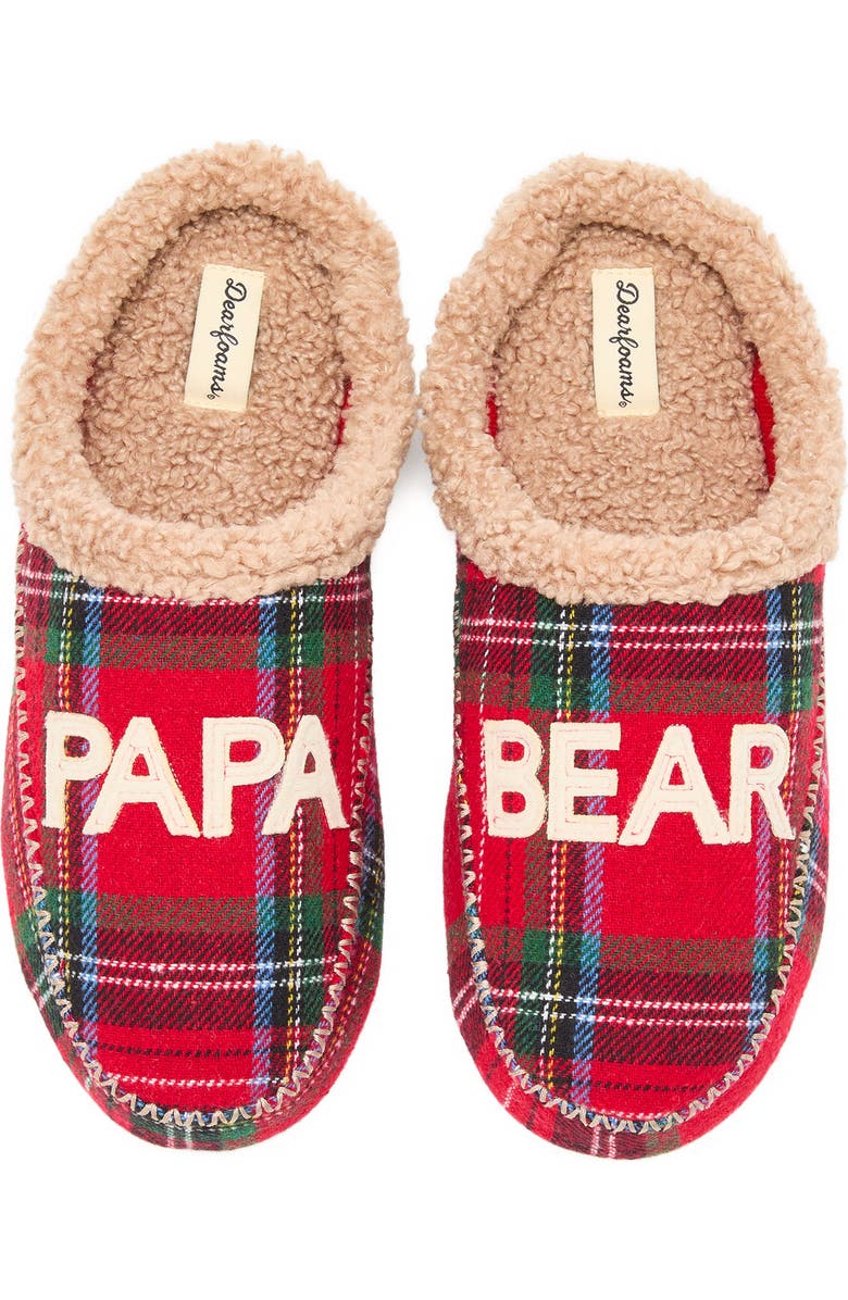DEARFOAMS Papa Bear Clog Slipper, Main, color, Plaid