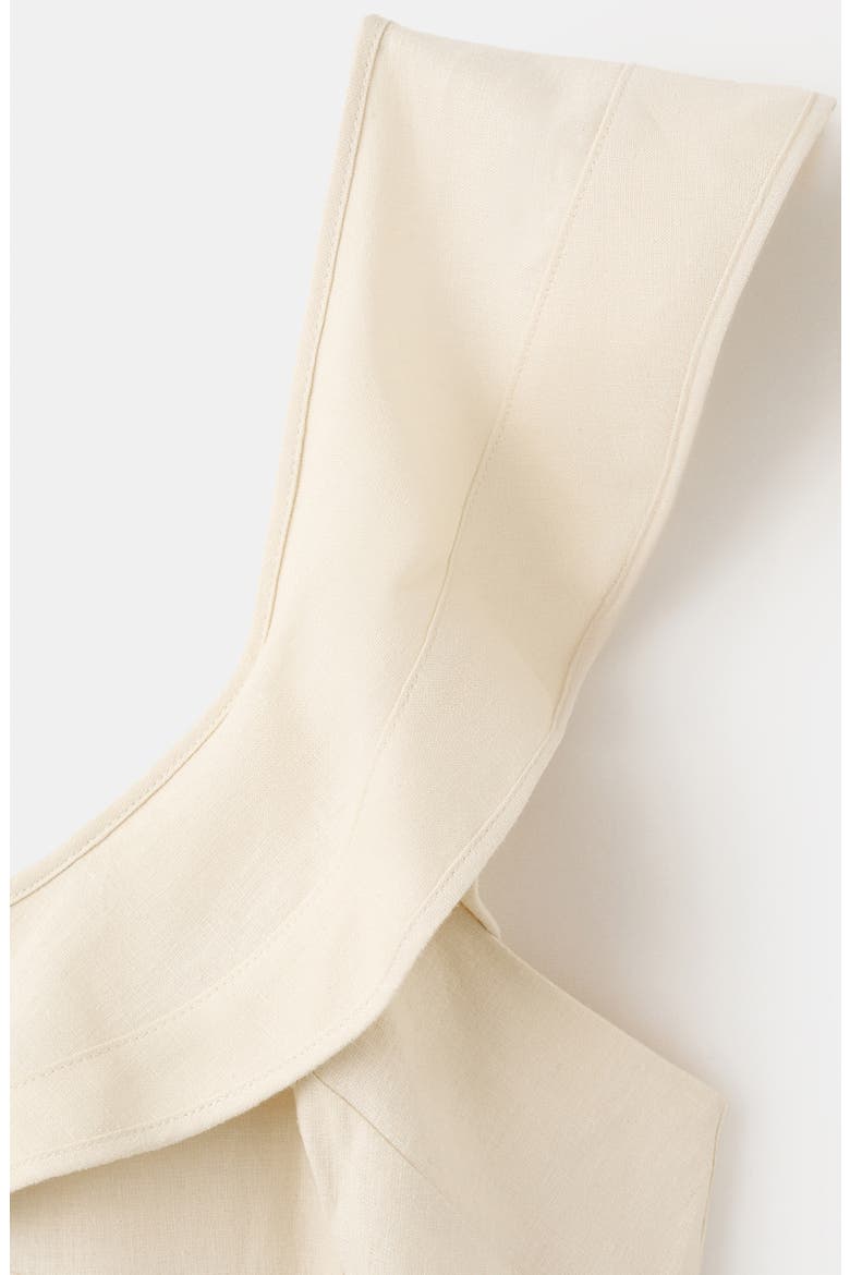 Ruffle Linen Blend Midi Dress, Alternate, color, SAND