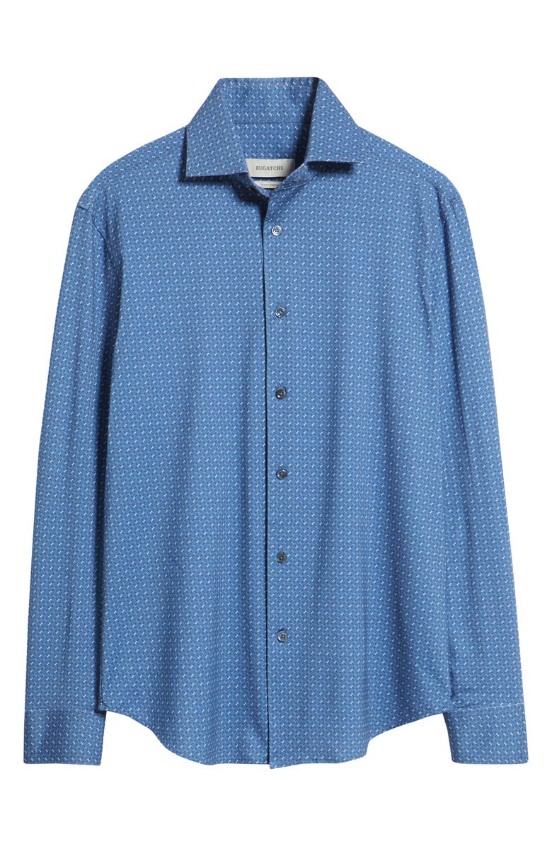 Bugatchi Devon OoohCotton<sup>®</sup> Geo Print Button-Up Shirt, Alternate, color, Cobalt