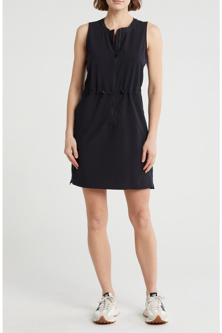 Venture Sleeveless Front Zip Utility Dress, Main, color, BLACK