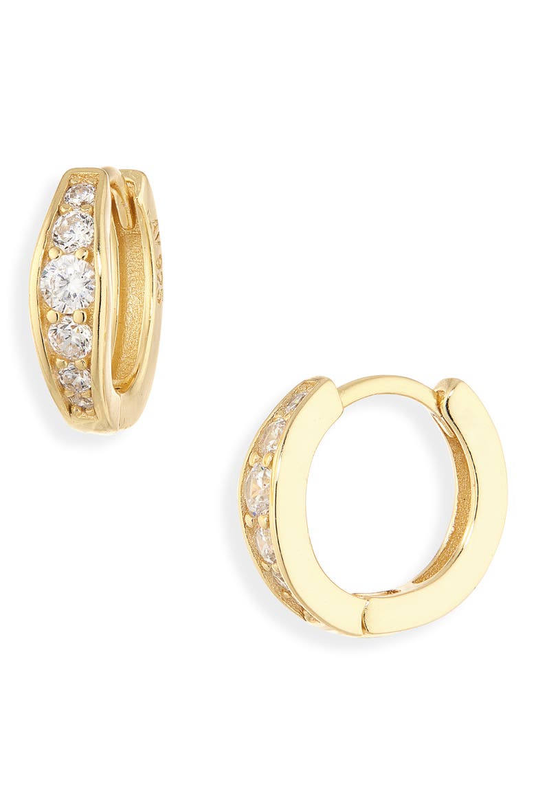 Cubic Zirconia Huggie Hoop Earrings, Main, color, GOLD
