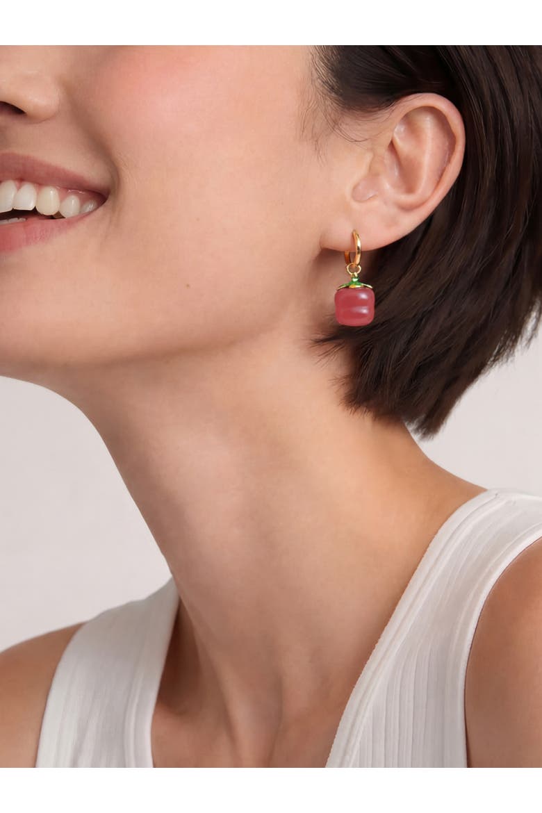 Harvest Persimmon Jade stone charm earrings, Alternate, color, Pink
