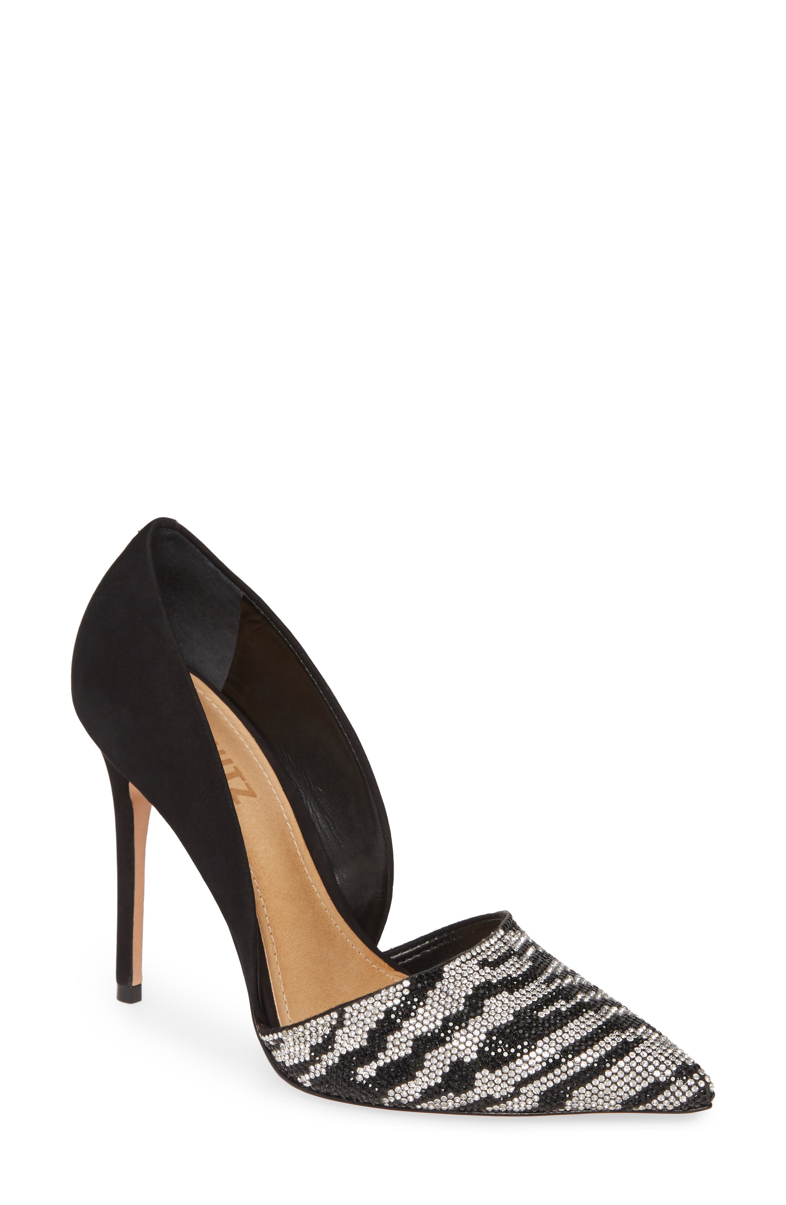 Schutz Irina Crystal Zebra Stripe Pointed Toe Pump, Main, color, 