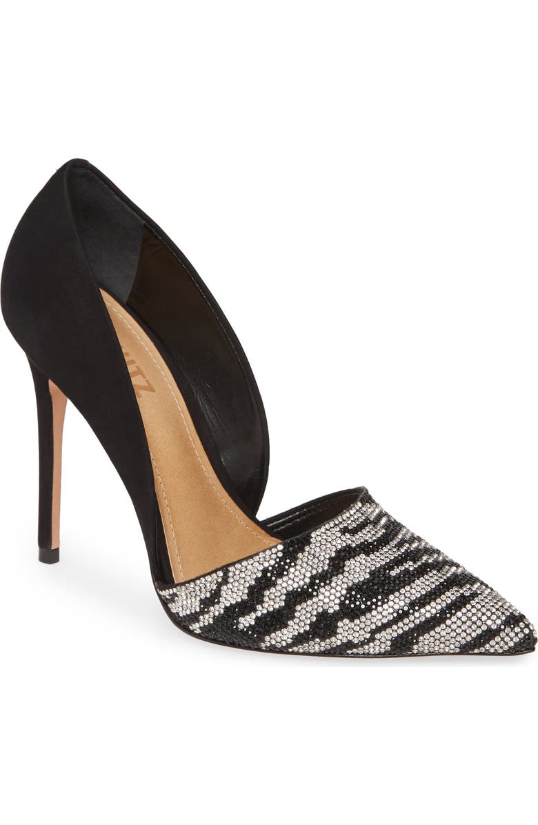 Schutz Irina Crystal Zebra Stripe Pointed Toe Pump, Main, color,
