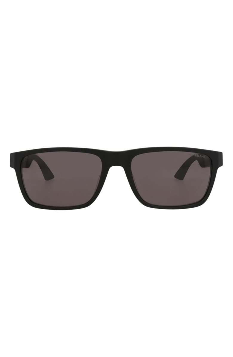 Montblanc 56mm Square Sunglasses, Main, color, Black Grey