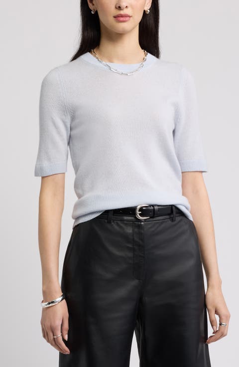 Cashmere Short Sleeve Crewneck Sweater