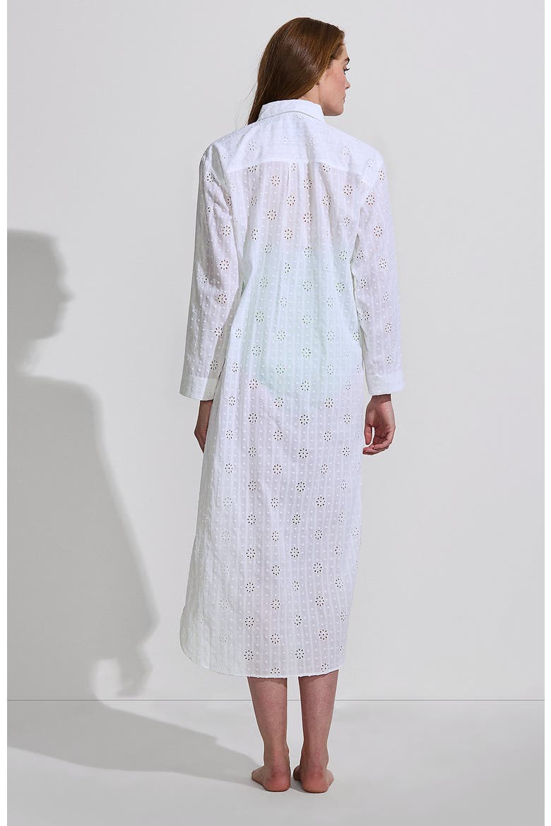 Eyelet Button Down Maxi Cover-up Dress, Alternate, color, White
