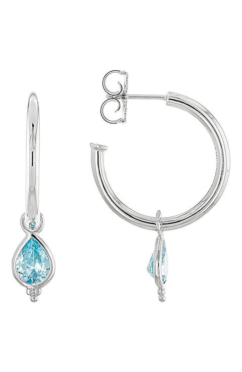 Blue CZ Hoop Earrings