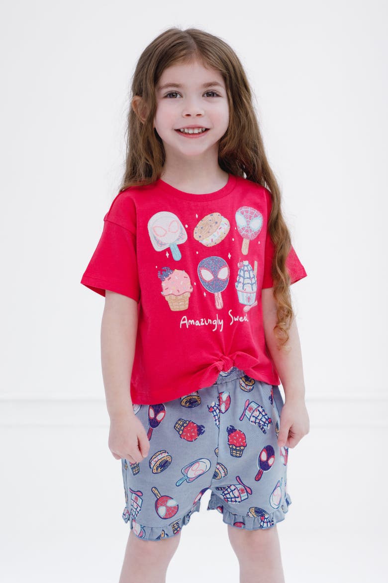Spider-Man T-Shirt & Chambray Shorts Set, Alternate, color, Red