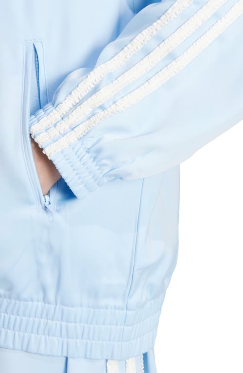Adidas Originals Adidas Ruffle 3-stripes Satin Track Jacket In Blue