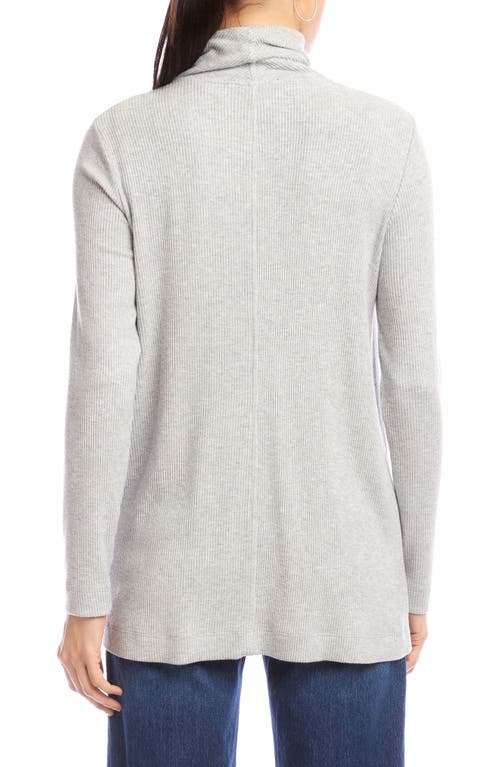 Karen Kane Rib Draped Open Front Cardigan In Gray