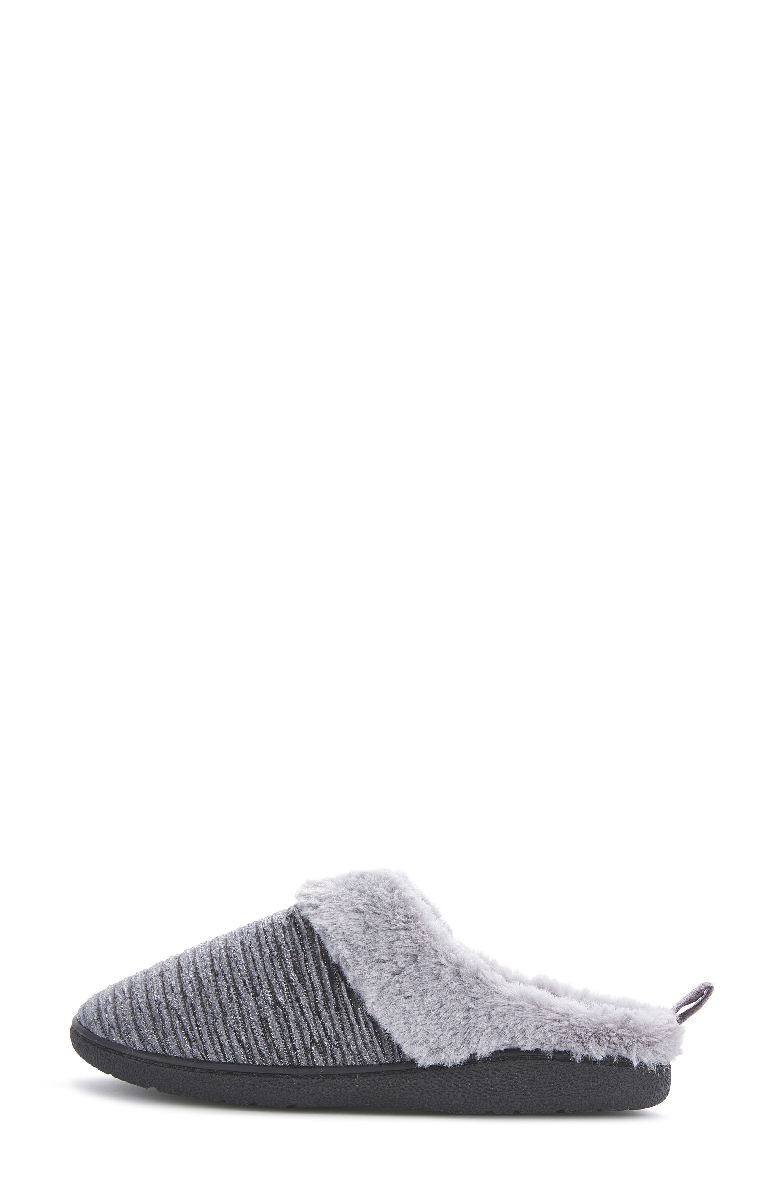 FLOOPI Faux Fur Trim Velour Clog Slipper, Alternate, color, Grey