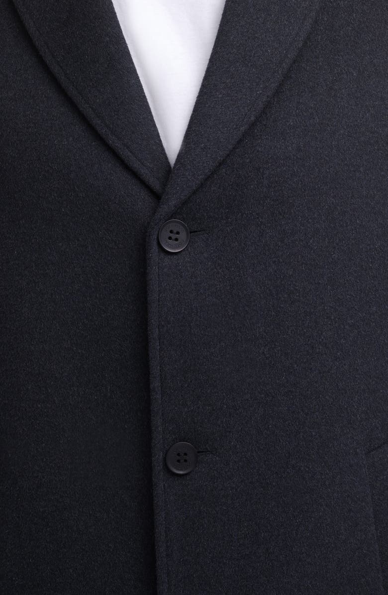 Cole Haan Classic Wool Blend Plush Notched Collar Coat, Alternate, color, Dark Heather Grey